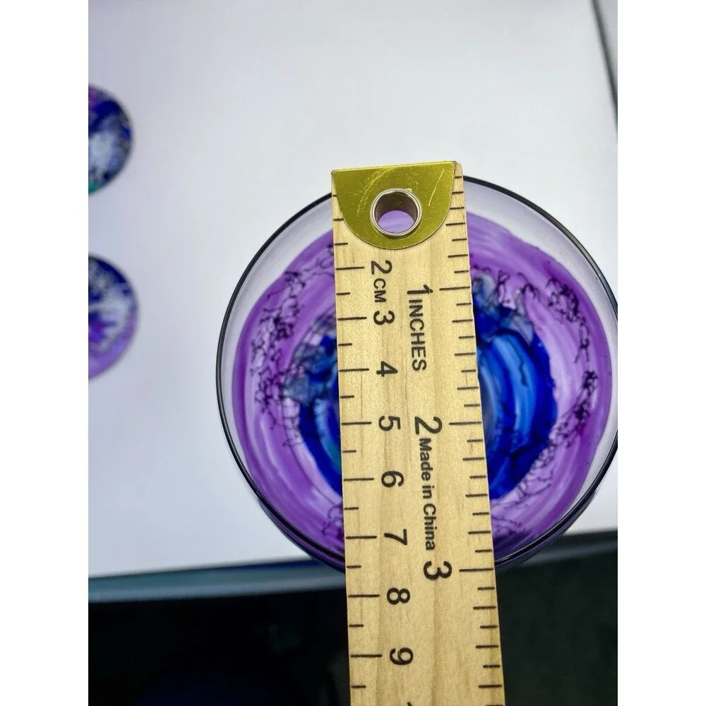 3 Euroglass Wine Glasses Goblets Purple Green/Teal Silver Abstract Romania